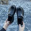 Buckle Platform Loafers Women's Shoes New Versatile British Style Small Leather Shoes Women Metal Belt Fastener Platform Shoes