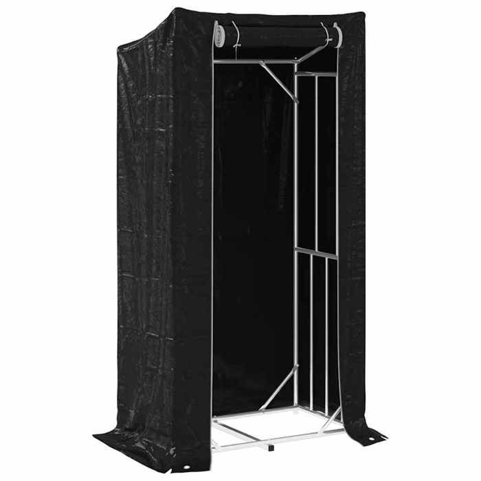 VidaXL Portant de bois de chauffage et housse de pluie acier galvanisé, stockage de bûches, porte-bûches de cheminée, 4104949