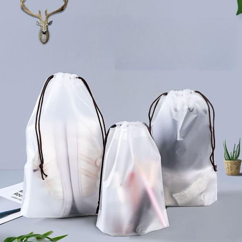 100pcs Frosted Drawstring Bags Thicken Waterproof and Dustproof Storage Pouch Travel Swimming Home Shoe Clothing Reusable Universal Bundle Pocket