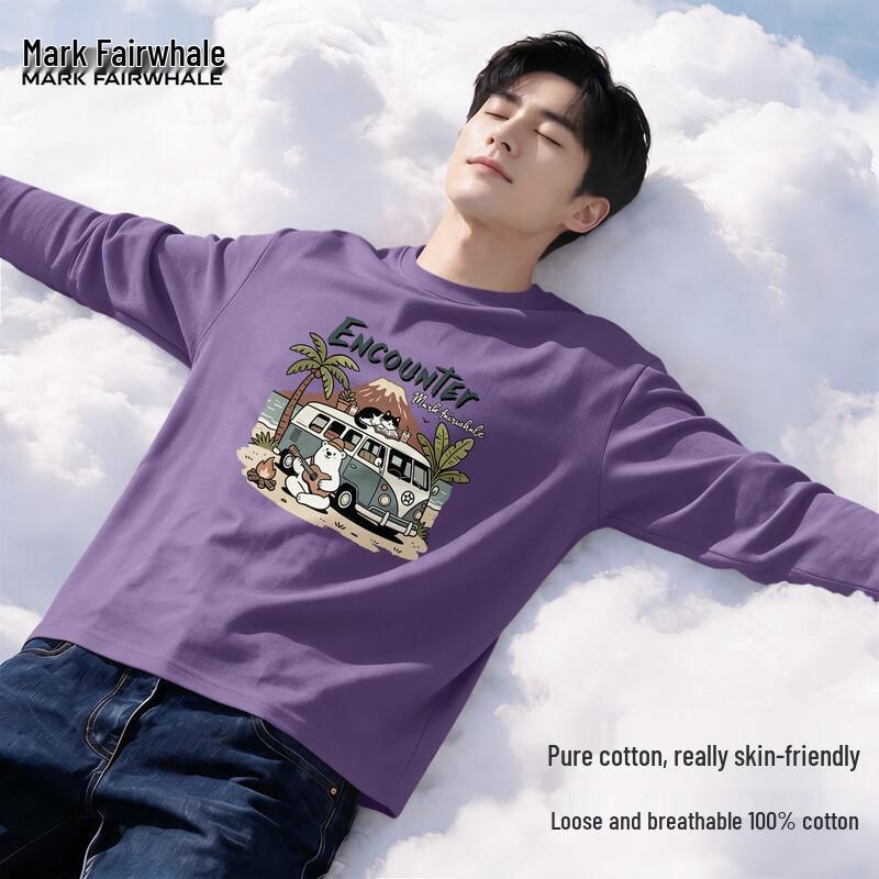 Mark Fairwhale Men's Casual Cotton Crewneck Long-Sleeve T-Shirt