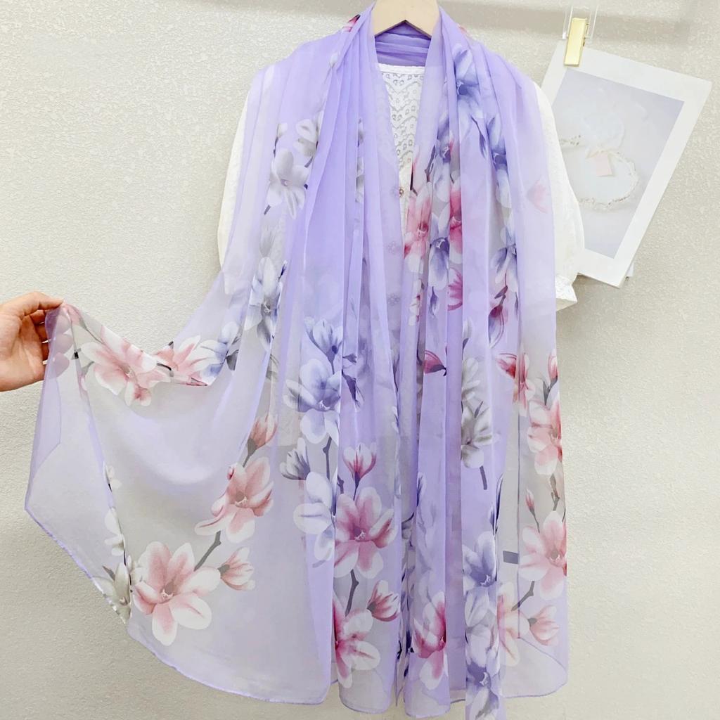 Stoles Wraps Silk Scarf Foulard Female Scarves Wraps Hijab Bandana Women Large-size Beach Shawls Muslim HijabsTravel Sunscreen