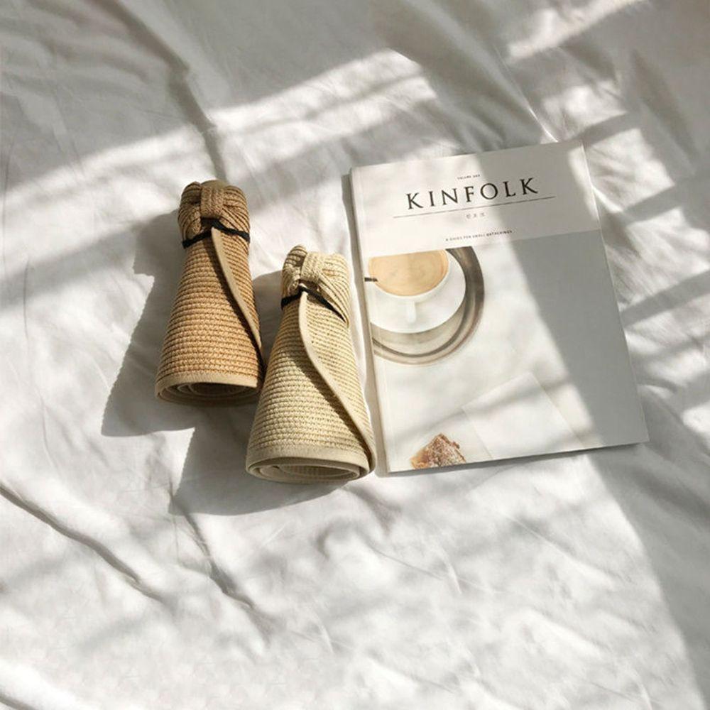 Cap Roll-Up Sun Visor Foldable Hat Big Brim Packable Straw Hat Sun Hat Weave Sun Cap Empty Top Cap