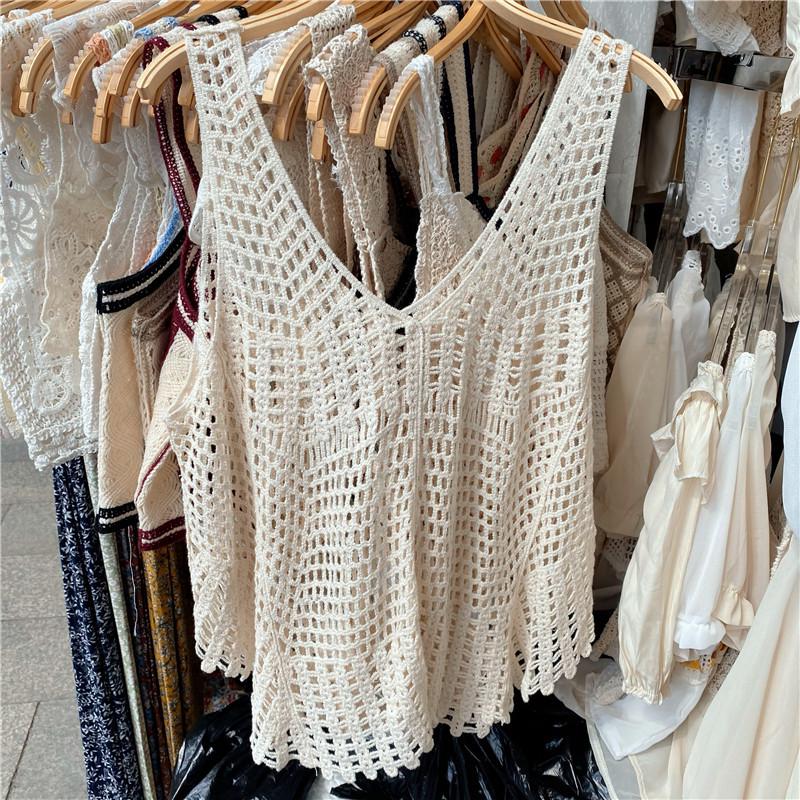Women's Hollowed-Out Knit Vest - Summer 2025 Trendy French Design