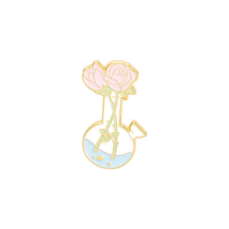 

Cartoon Eyecatching Creative Floral Vase Brooch Daisy Rose Design Alloy Badge Decor For XZ4067
