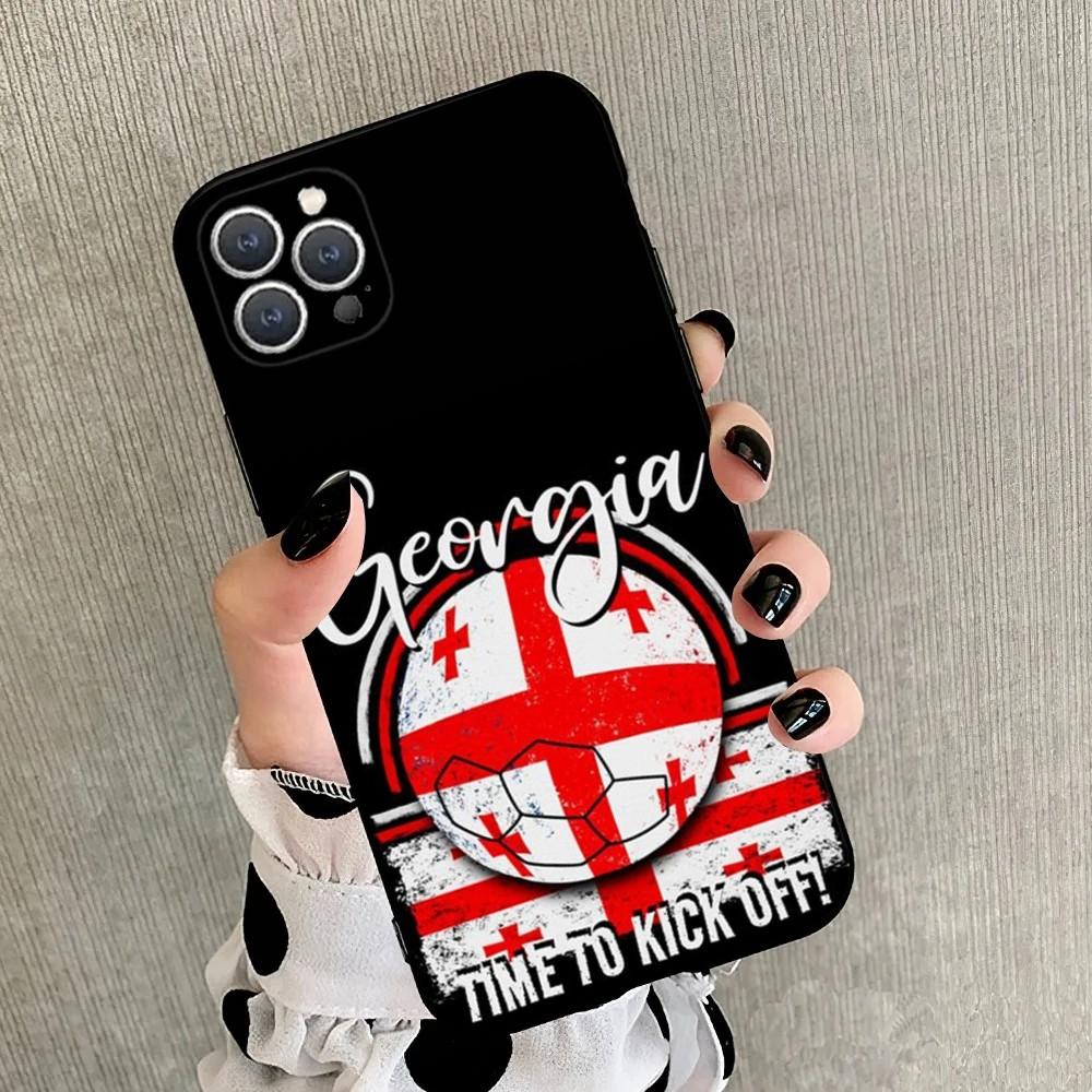 

Georgia Flag Phone Case For iPhone 15,14,13,12,11,Plus,Pro Max,XS,X,XR,SE,Mini,8,7 Soft Silicone Black Cover iPhone7plus