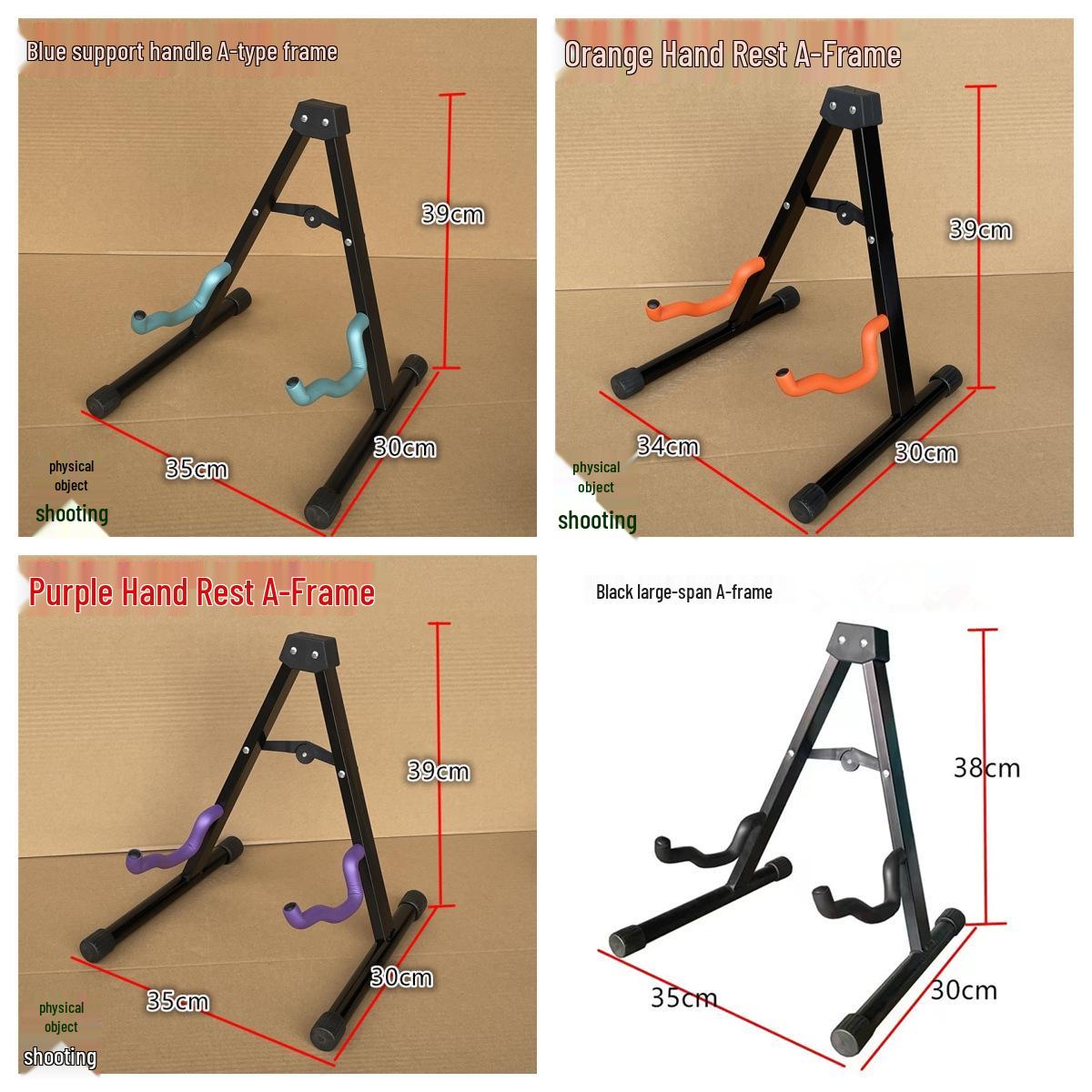 Wooden A-Frame Floor Guitar Stand: Foldable Stand for Acoustic, Electric, Bass, and Pipa Guitars.