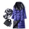 Autumn Winter Lightweight Oversized Collar Down Jacket for Women Mid-Length Over-the-Knee Reversible Outerwear