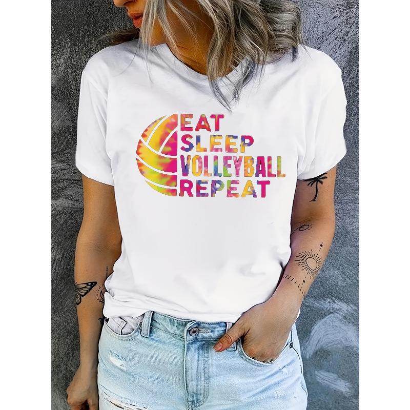 Tailles européennes T-shirt femme avec imprimés de lettres sur le thème du volleyball européen et américain