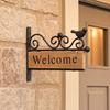Outdoor Bird Carving Sign Mini Welcome Sign, Retro Carved Wooden Panel with Iron Frame Wall Shaped Door Mounting for Porch Courtyard Gates Fences,