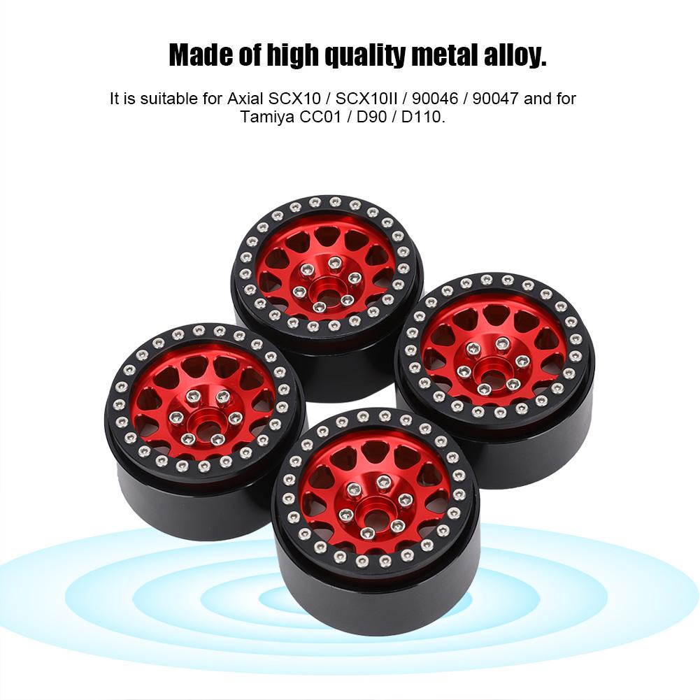 4Pcs 1:10 RC Crawler Car Metal Wheel Hub Car Tire Fit for Axial SCX10  SCX10II  90046