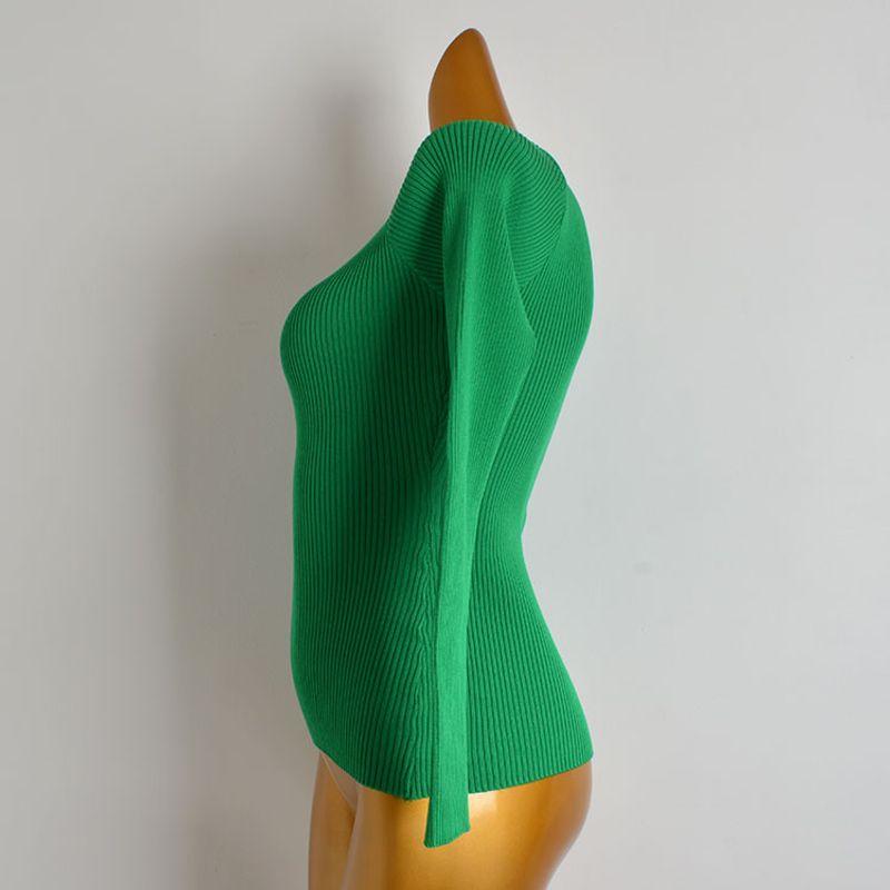 Fashion Style Pullover V-neck Sexy Chain Decoration Long Sleeves Bottoming Shirt for Women Spring & Fall New Arrival Silm Knitwear Tops