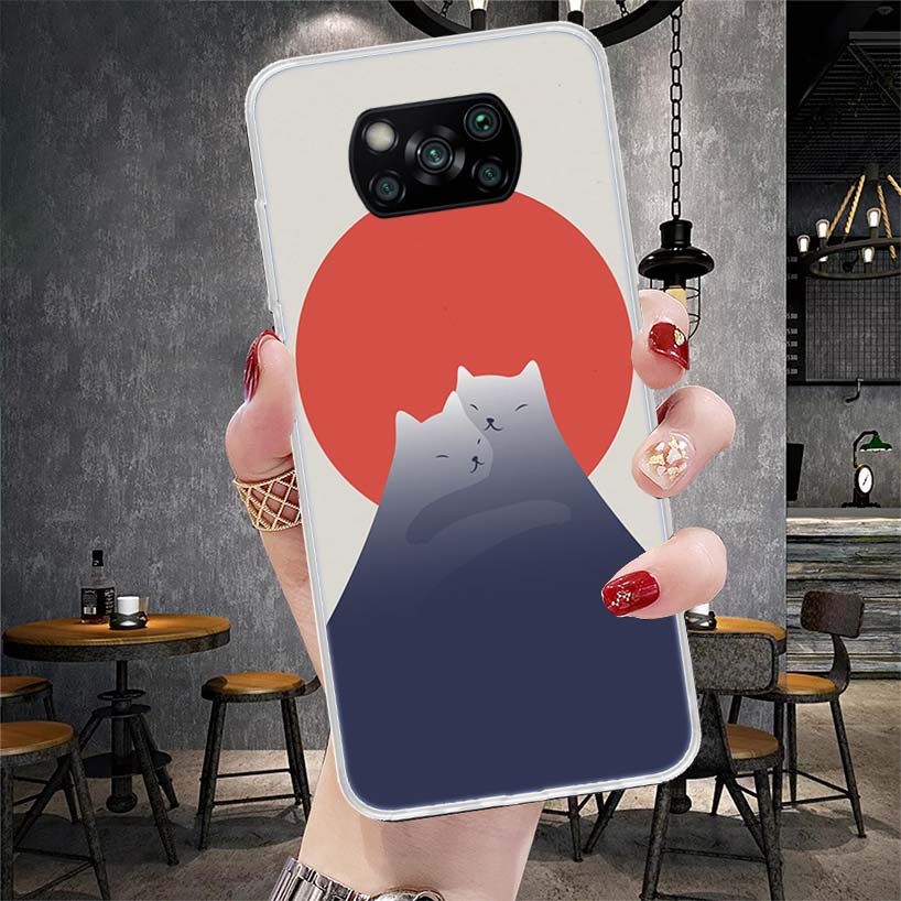 Art Cat Mount Fuji Japan Soft Phone Case For Xiaomi Redmi 15C 15 13C 13 Poco X5 X6 X7 F7 Ultra M7 12C 12 10 10C 9C 9A 9T 9 Funda