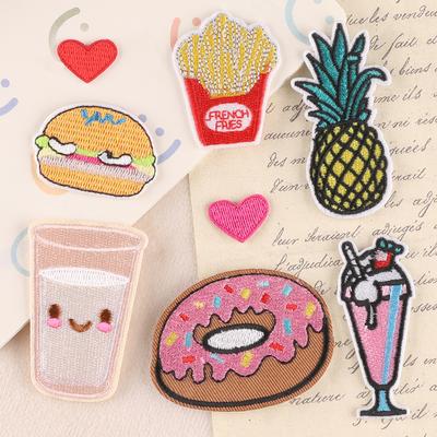 Duoku Embroidered Cloth Label French Fries Pineapple Burger Clothes Patch Clothing Accessories Accessories Love Embroidery Cloth Sticker
