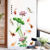 Chinese Style Lotus Wall Sticker Self-Adhesive Wallpaper for Bedroom Home Decor Entrance Wall Decoration Peeling Paste Mural