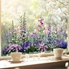 Colorful Floral Window Sticker Removable Flower Window Clings Waterproof Static Window Decal for Home Office Bedroom Bathroom Decor