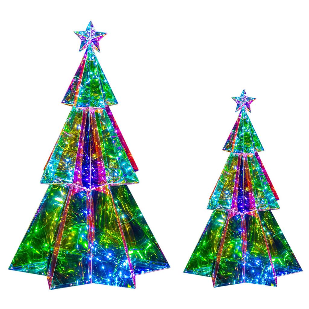 Christmas Hexagonal Three-layer Christmas Tree Luminous Decoration Ornaments, Colorful Luminous Christmas Decorations Scene Layout Crafts