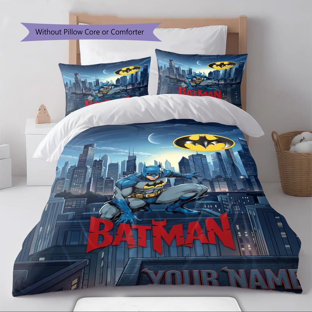 Name Custom Bat Hero Pattern Bedding Set Quilt Cover Pillowcase Home Decor Gift (1 * duvet cover + 2 * pillowcase, without core)