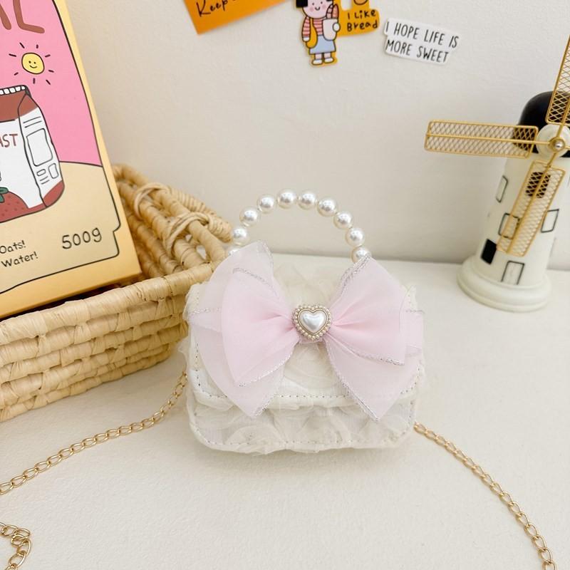 Chain Fashionable Pvc Bag For Children With Adorable Bowknot And Breathable Lining