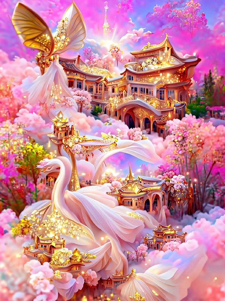 

Алмазная картина Полный круг Квадратный бриллиант Мечта Замок DIY Алмазная картина Ручная вышивка крестом Украшение Искусство Full Round 20x30CM