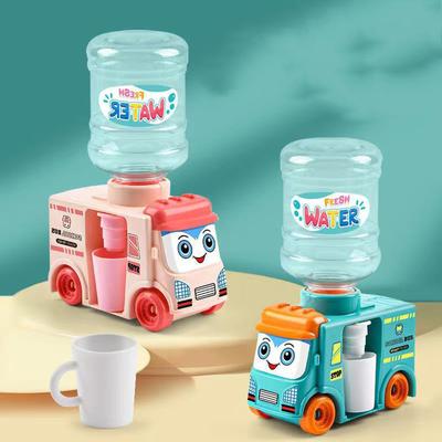 Kids Water Dispenser Bus Shaped Toy with Removable Bottle and Cup Cartoon Design for Home School Playroom Use