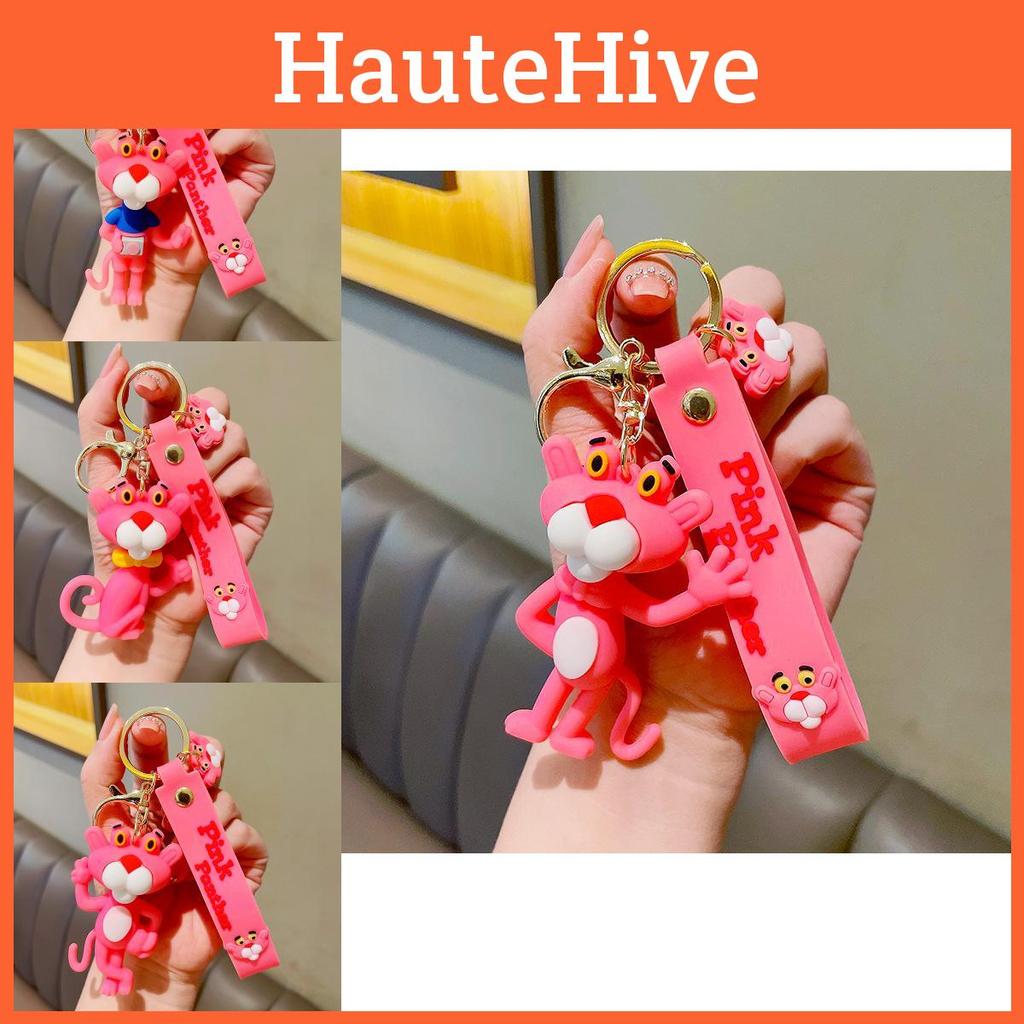 Adorable Cartoon Pink Panther Keychain For Car Bag Accessories Creative Student Gifts