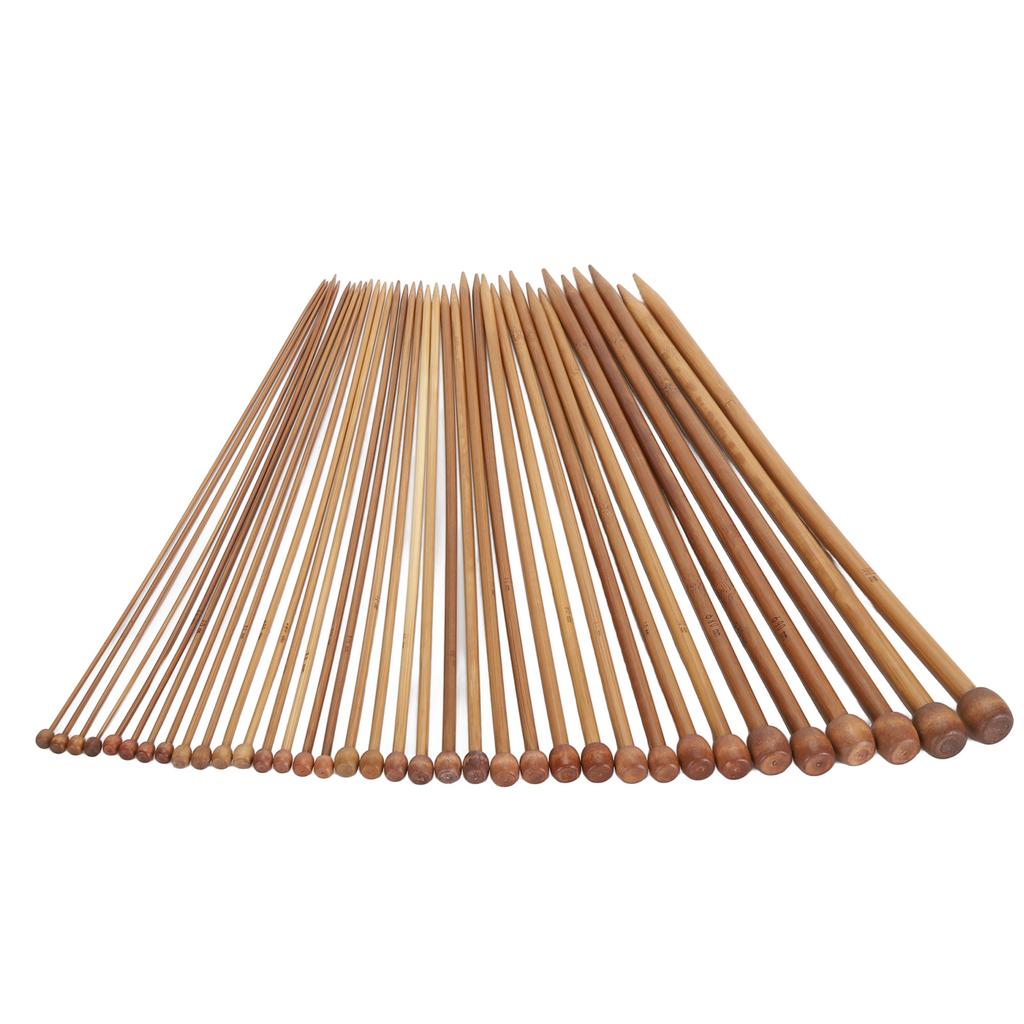 36st Bambu Sticknål Raka Enkelsuddiga Karboniserade Sticknålar för Nybörjare 13,8 tum