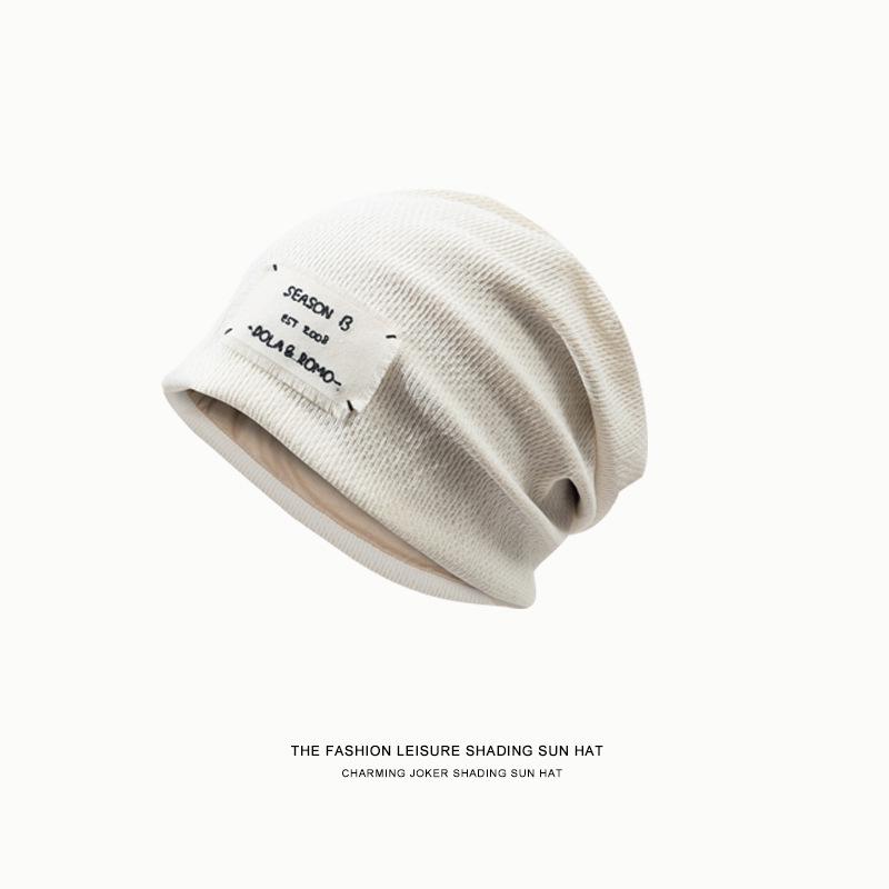 Korean Style Trendy Slouchy Beanie for Women and Men - Thin, Knitted, Youthful Fashion with Applique Design.