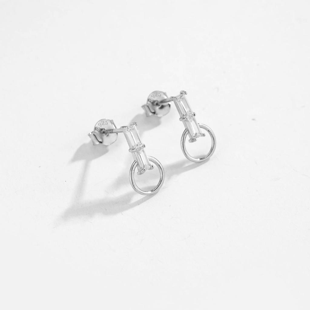 ANDYWEN 925 Sterling Silver Circle Zircon CZ Luxury Stud Earring Fine Jewelry