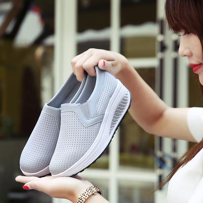 35–42 Damen atmungsaktive Mesh-Sneaker, lässige Wedges, Plateauschuhe, bequeme Schuhe