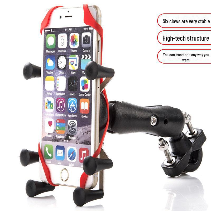 Support de téléphone universel antichoc pour moto et voiture électrique avec protection en silicone à six griffes