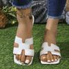 New square-headed open-toed versatile non-slip simple one-word slippers flat-bottomed fashionable beach slippers women