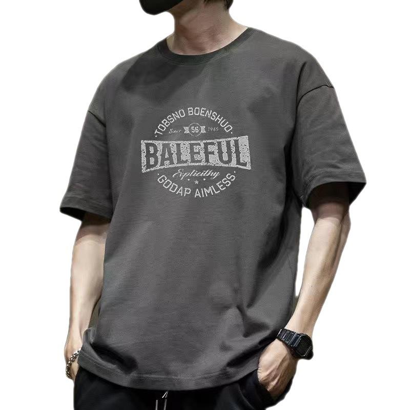 Short Sleeved T-shirt Men's Summer Printed American Style Short Sleeved Pure Cotton T-shirt Loose Men's T-shirt