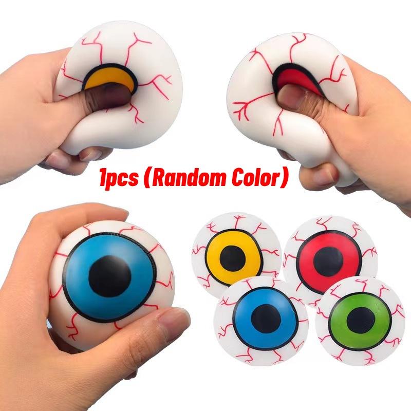 1pcs Stress Halloween Relief Eyeball Squeeze Spooky Ball Toy Pranks Random Color