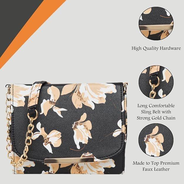 Women Girls Floral Print Sling Bag