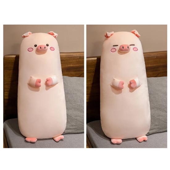 Pluszowa Poduszka Ciała Świnka Długa Przytulanka dla Snu i Przytulania Miękka Poduszka do Łóżka dla Osób Śpiących na Boku