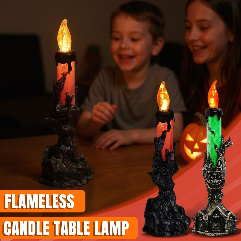 Black Taper Flameless, Candles With Battery, Candlestick Candle Light LED With Holder And 3D Flame