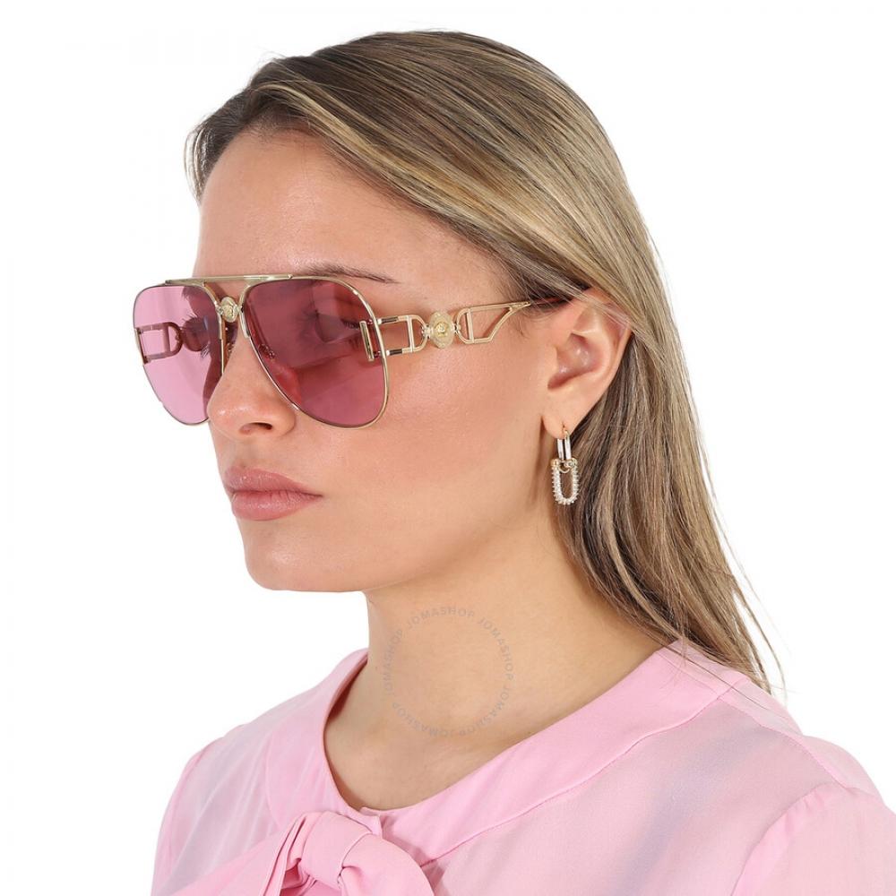 Versace Aviator Sunglasses with Pink Mirror Lenses NWT Versace Pink Aviator Sunglasses – ICETIME LUXE main image 4