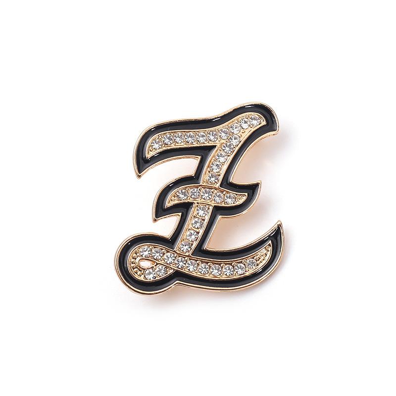 Fashion Women Rhinestone Brooch A-Z English Letter Metal Corsage Pins Crystal Alphabet Jewelry Shirt Clothes Accessories Gift