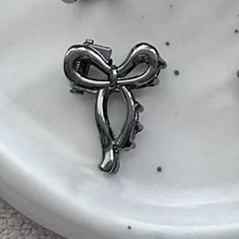 Silver Textured Metal Shark Hair Claw - Women's Stylish Updo Clip Accessory