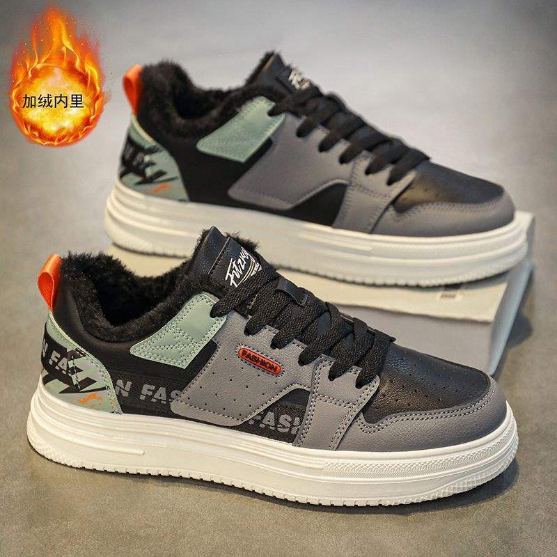 

Мужская обувь зимняя бархатная утолщенная теплая хлопковая обувь мужская универсальная спортивная и повседневная обувь на платформе для молодежи белая обувь 44