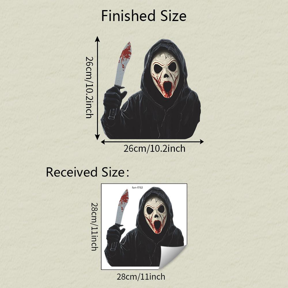 Halloween Horror Mask Male Balcony Glass Window Decoration Anti-static Window Stickers Without Glue