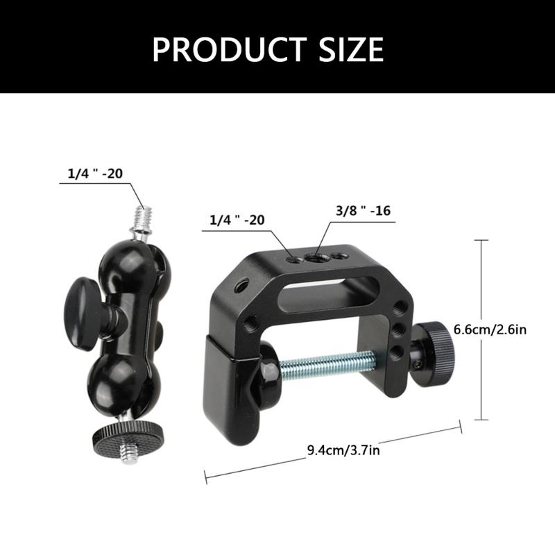Camera Mount Clamp Arm With 1/4-20 Thread for Camera Action Camera Flash Light Microphones Monitor Security Camera