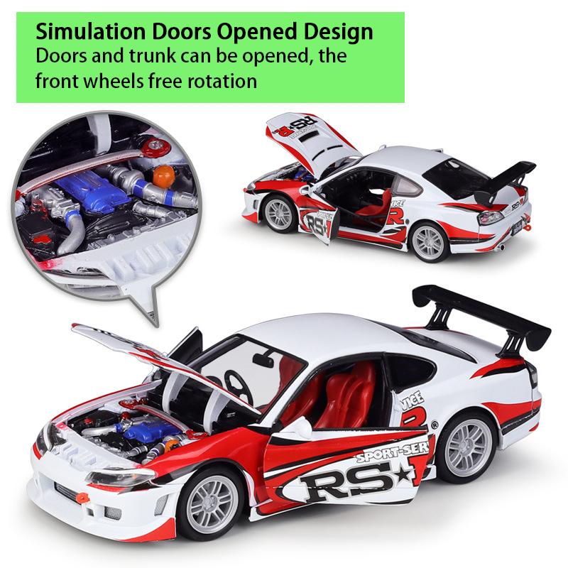 Welly Nissan Silvia im Maßstab 1:24(S15) RS-R Legierung Auto Modell Druckguss Metall Spielzeug Fahrzeuge Auto Modell Hohe Simulation Sammlung Kinder Geschenke