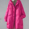 Women's Winter Mid-Length Thickened Oversized Cotton Coat, Solid Color, Loose Fit, Hooded Jacket