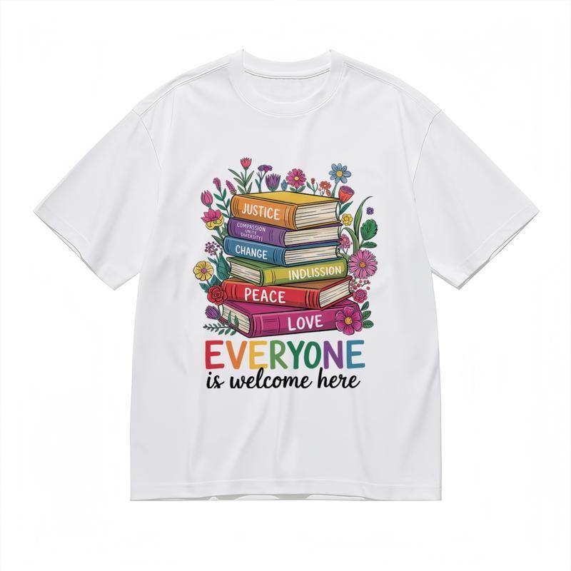 

Women s Fashion Comfy Classic T-Shirt Everyone Welcome Love Print Design Tee M