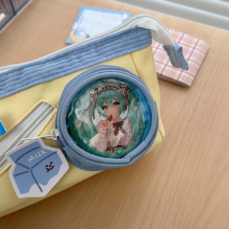 Contrasting Color High Value Large Capacity Girl Student Stationery Pencil Case Storage Bag