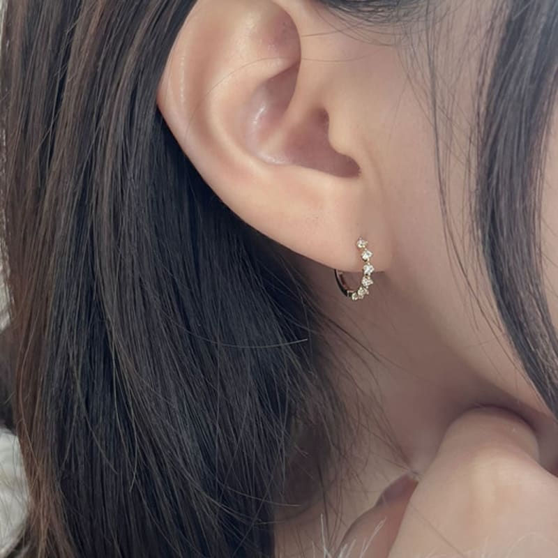 youngglow 14k shine cubic one touch ring earring