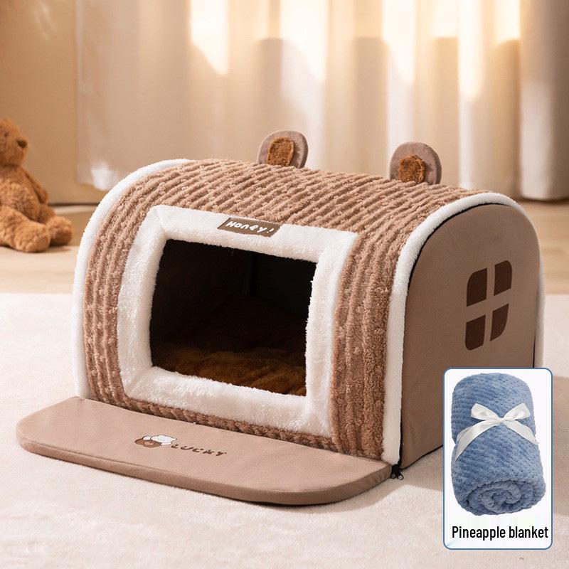Houndstooth Dog Bed for Large Dogs & Cats - Autumn/Winter Deep Sleep Bed