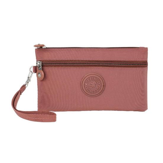 Кошелек для мелочи Гладкая молния Несколько отделений Маленький кошелек Минималистичный дизайн Ключи Карты Чехол для мобильного телефона коричневый