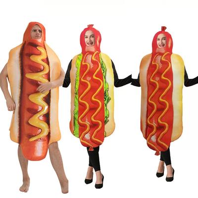Halloween Adult Kids Funny 3D Print Food Sausage Hot Dog Costumes  Men Women Family One-Piece Costume Carnival Food Costume